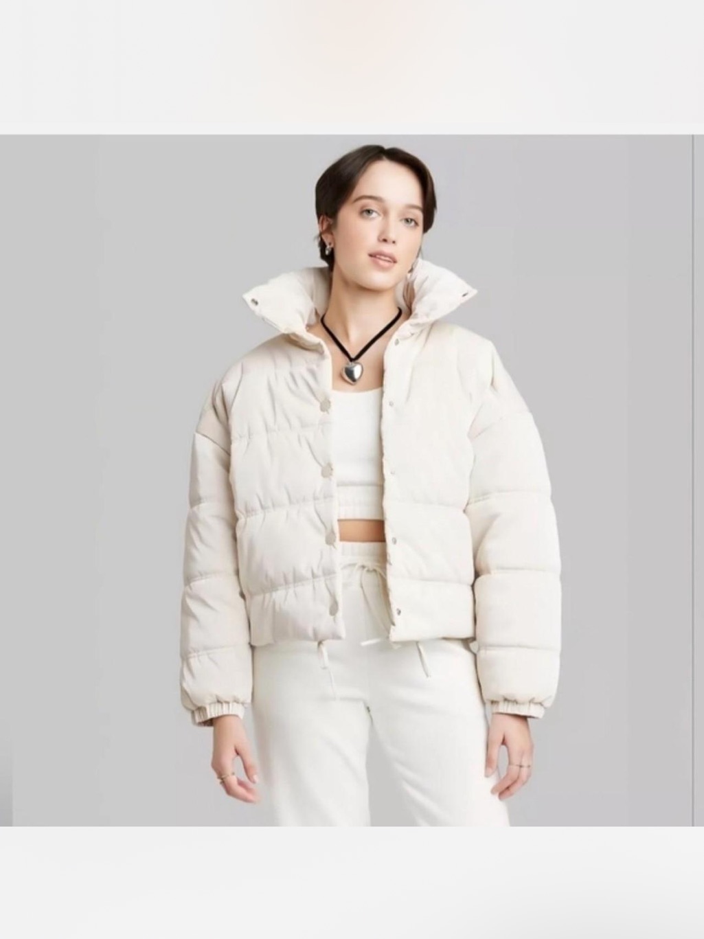 Cream Quilted Puffer Jacket